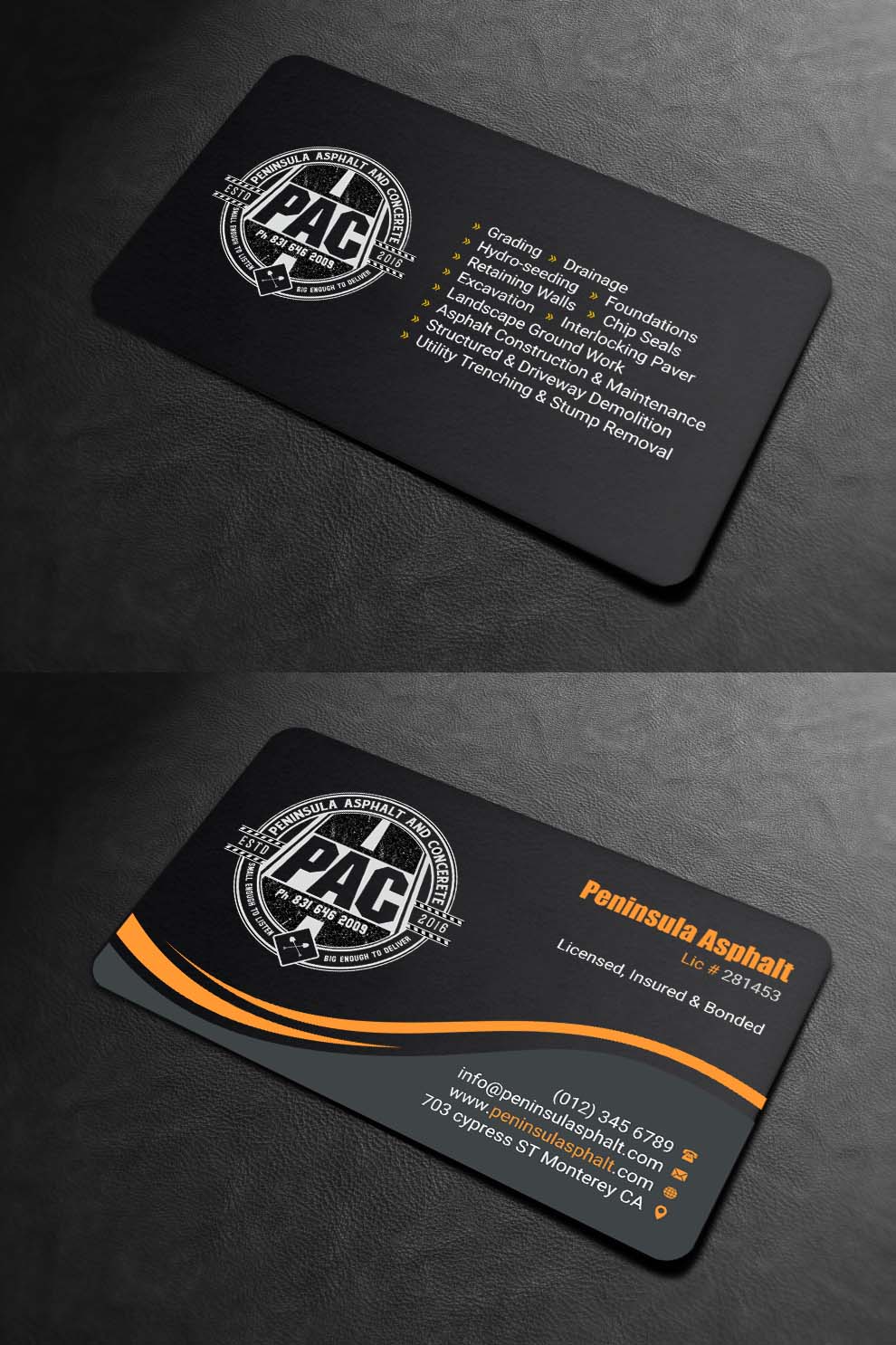Design de Carte de Visite par INDIAN_Ashok pour Peninsula asphalt and concrete  | Design #18059961