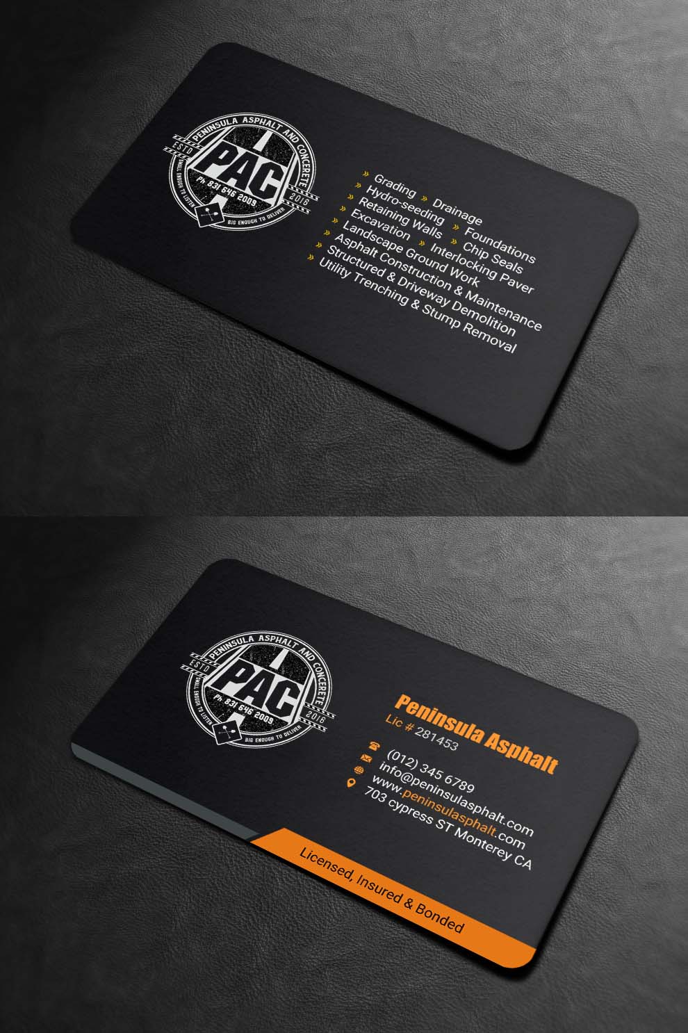 Design de Carte de Visite par INDIAN_Ashok pour Peninsula asphalt and concrete  | Design #18059962