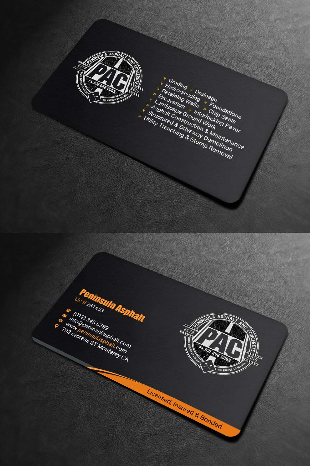Design de Carte de Visite par INDIAN_Ashok pour Peninsula asphalt and concrete  | Design #18059963