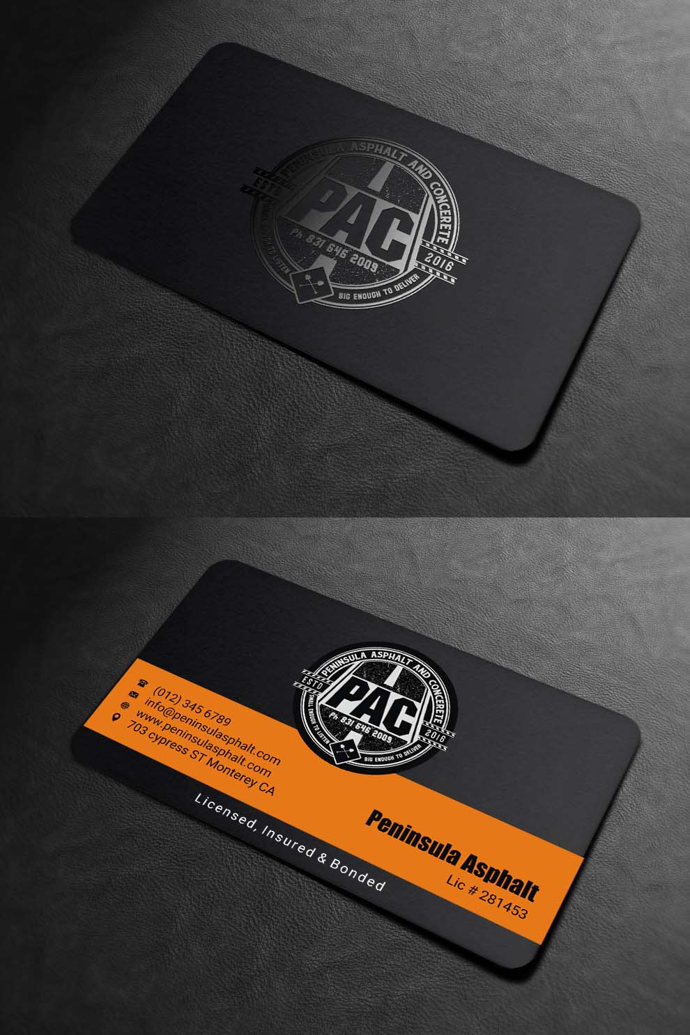 Design de Carte de Visite par INDIAN_Ashok pour Peninsula asphalt and concrete  | Design #18059967