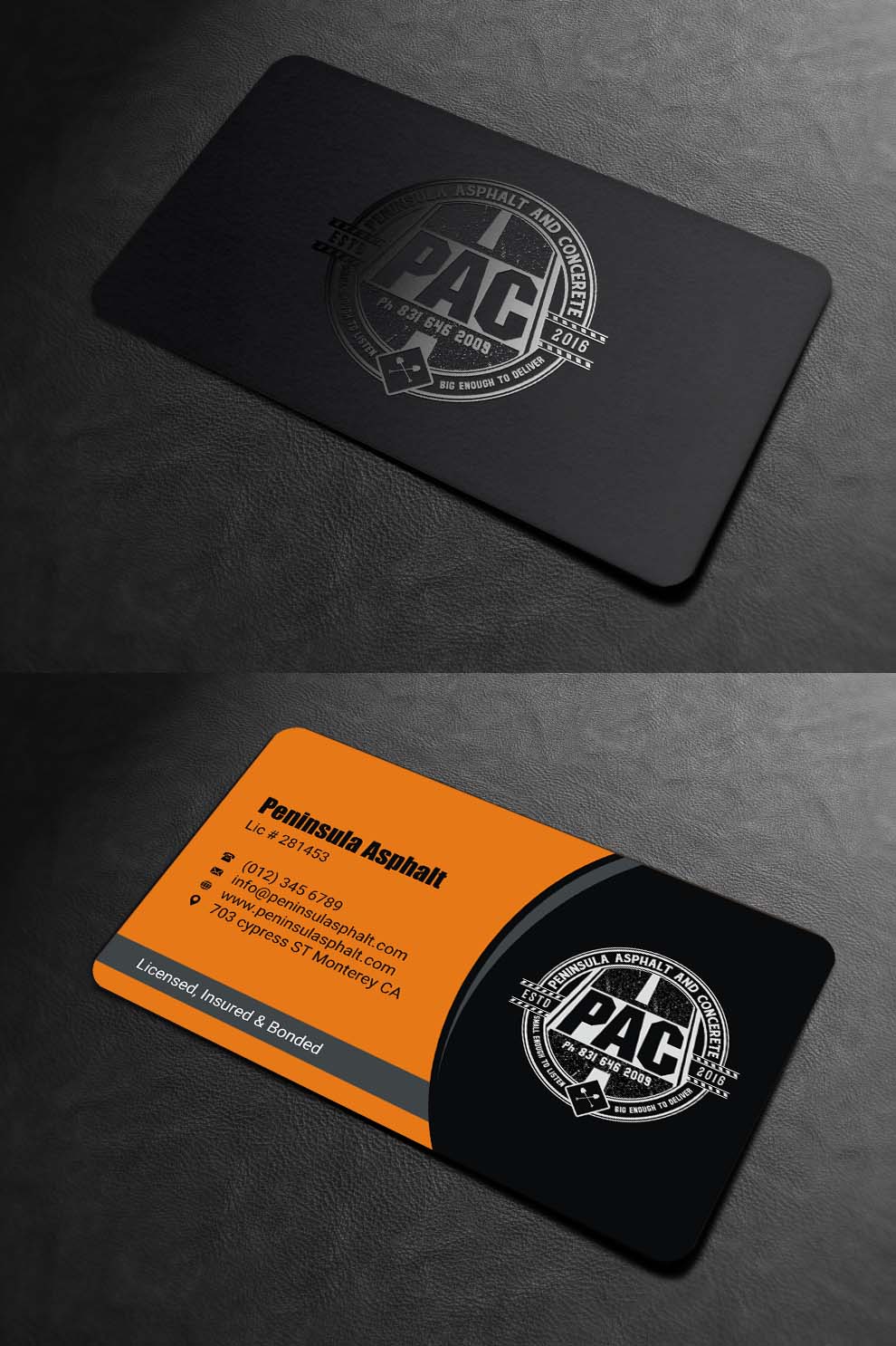 Business Card Design by INDIAN_Ashok for Peninsula asphalt and concrete  | Design #18059968