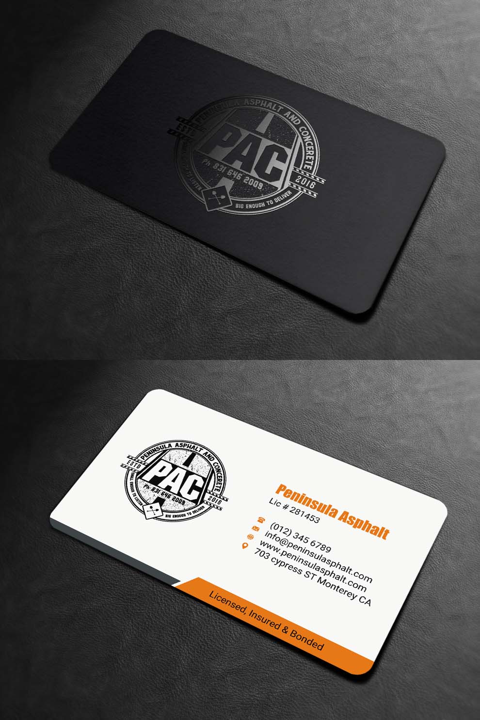 Business Card Design by INDIAN_Ashok for Peninsula asphalt and concrete  | Design #18059969