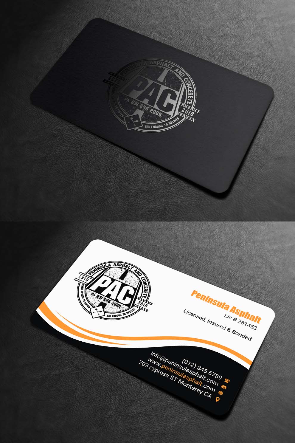 Design de Carte de Visite par INDIAN_Ashok pour Peninsula asphalt and concrete  | Design #18059971