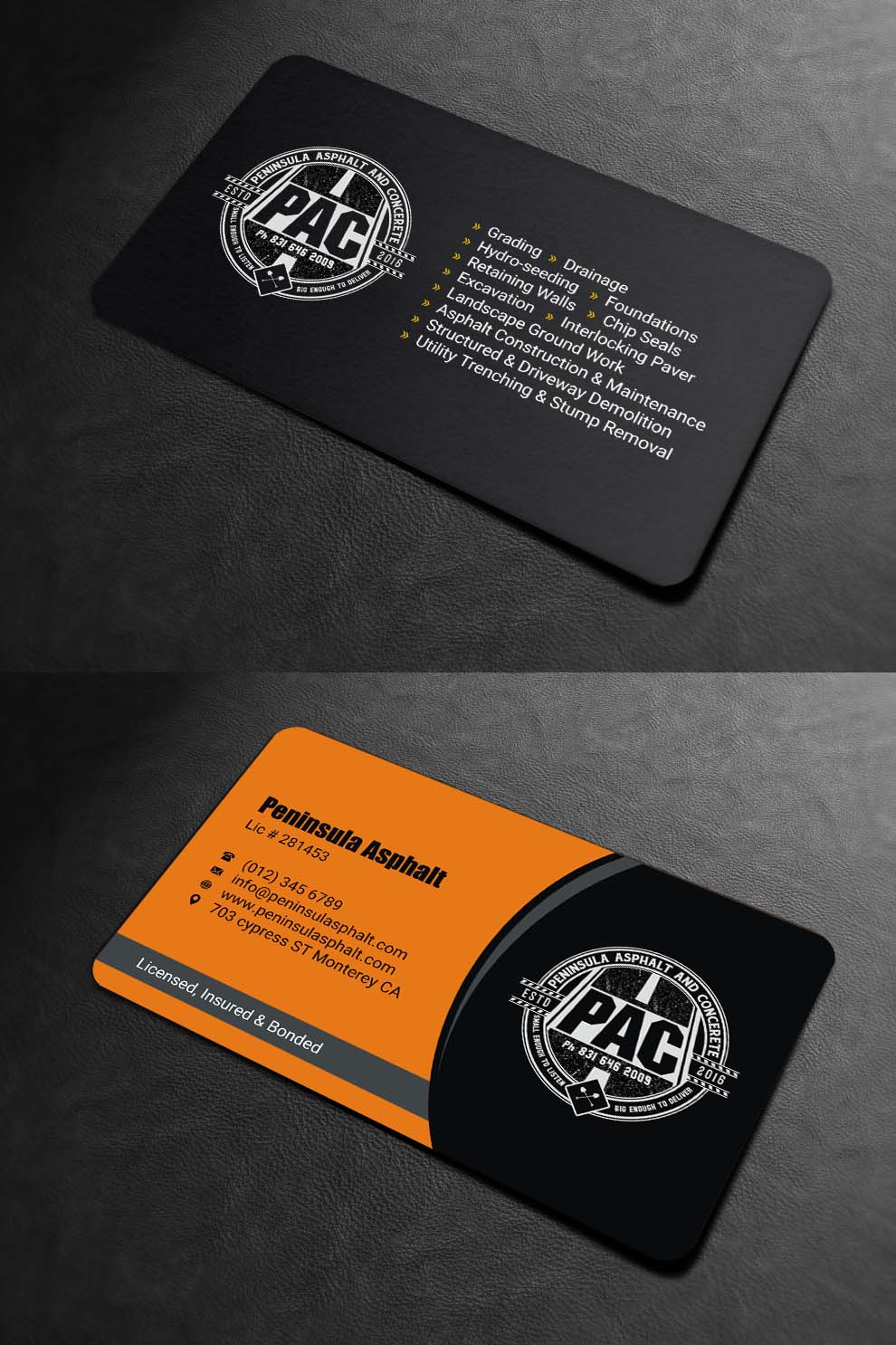 Design de Carte de Visite par INDIAN_Ashok pour Peninsula asphalt and concrete  | Design #18059972