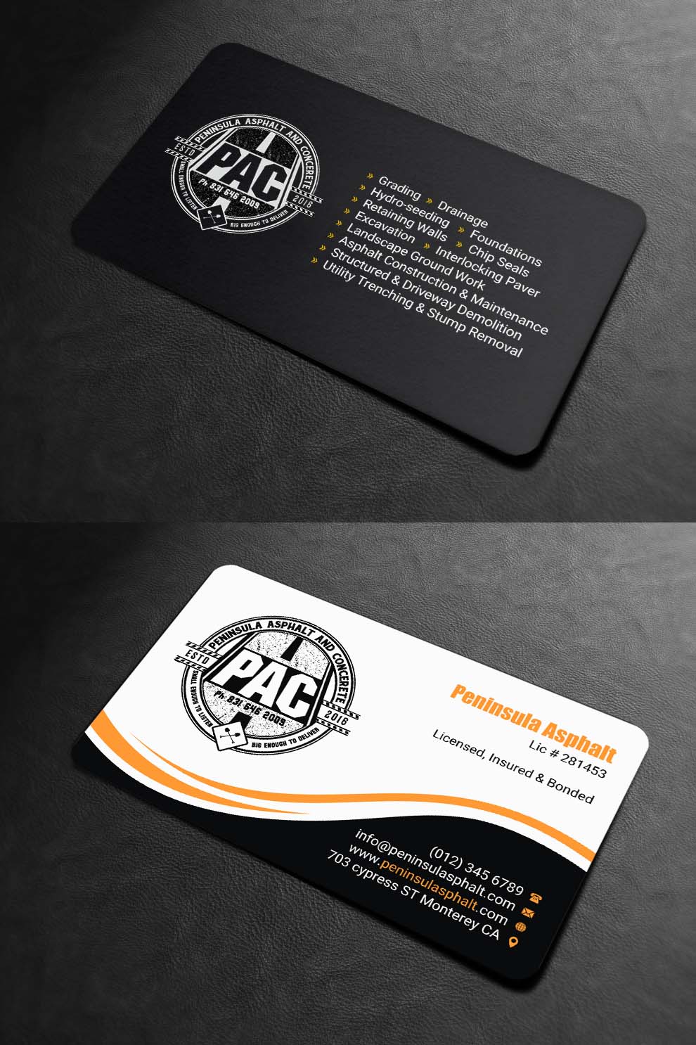 Design de Carte de Visite par INDIAN_Ashok pour Peninsula asphalt and concrete  | Design #18059973