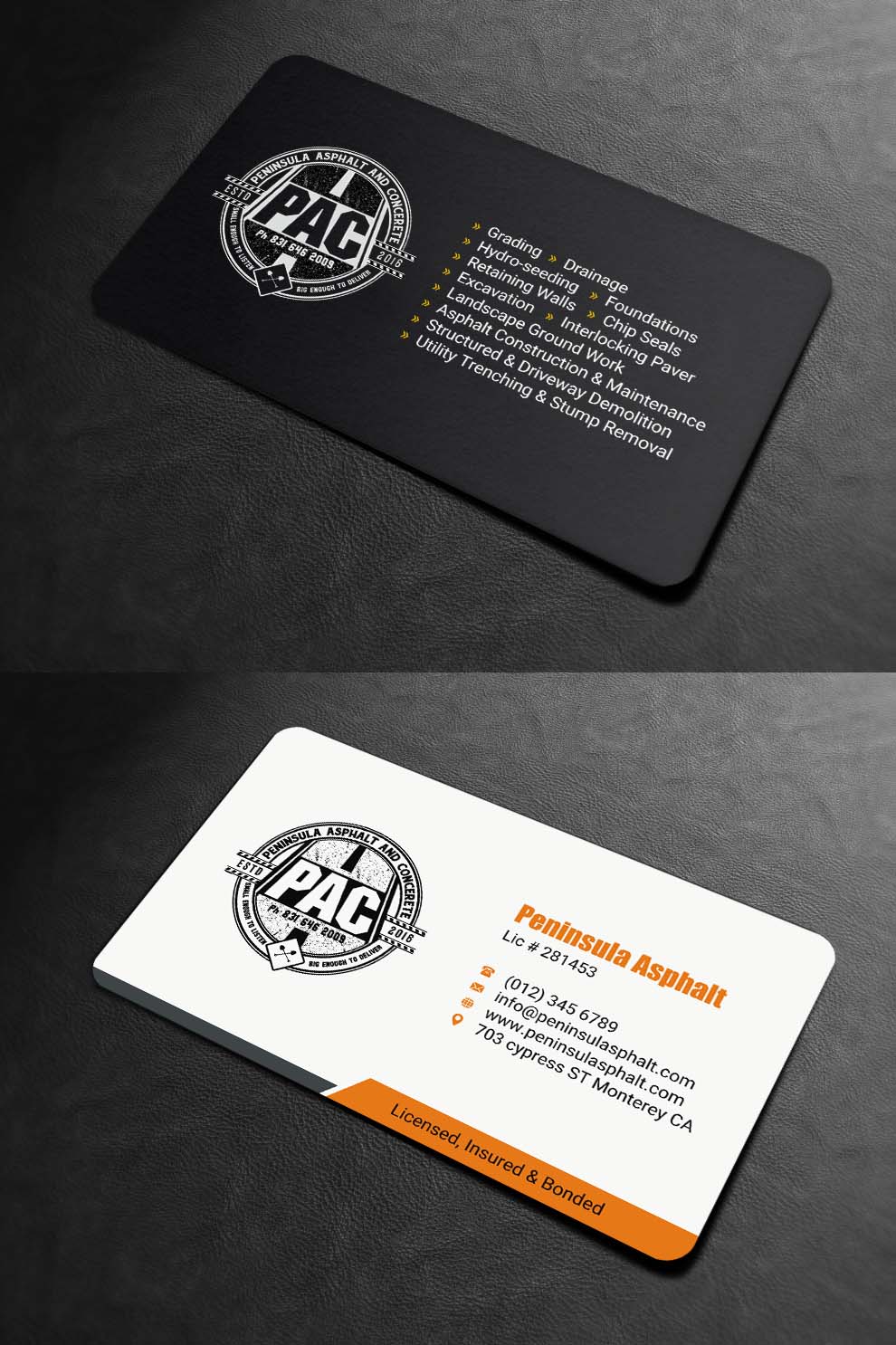 Design de Carte de Visite par INDIAN_Ashok pour Peninsula asphalt and concrete  | Design #18059974