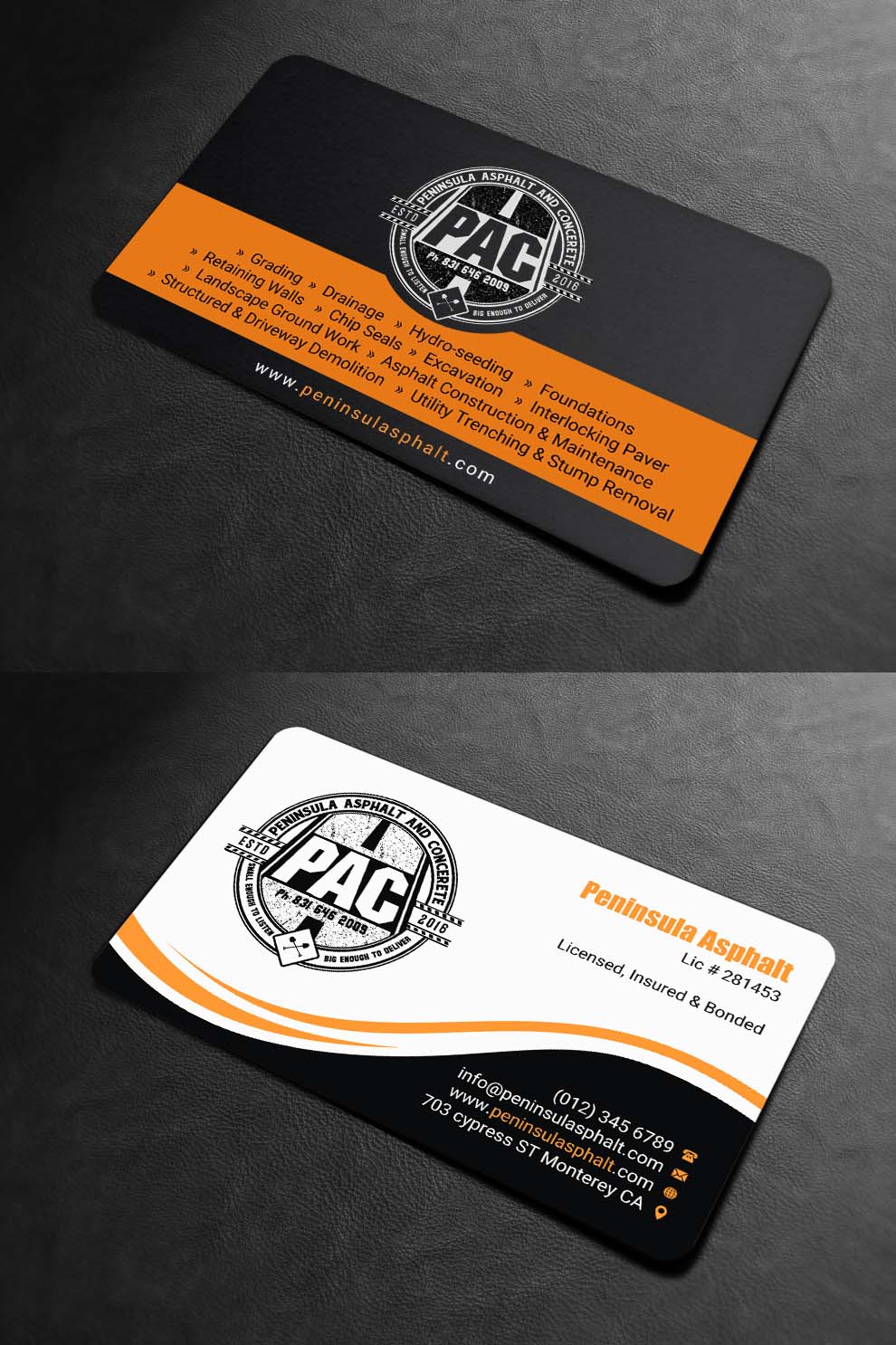 Design de Carte de Visite par INDIAN_Ashok pour Peninsula asphalt and concrete  | Design #18059976