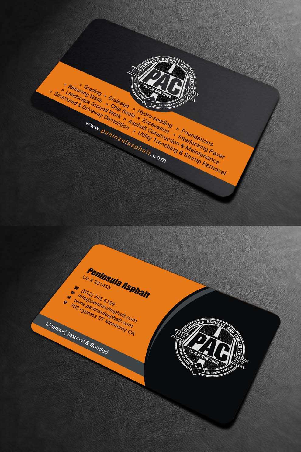 Design de Carte de Visite par INDIAN_Ashok pour Peninsula asphalt and concrete  | Design #18059978