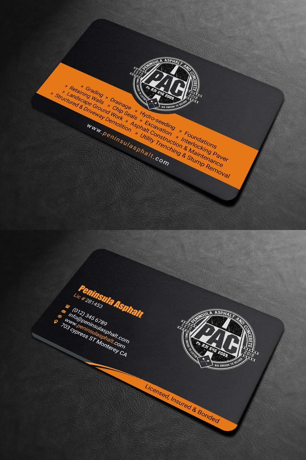 Design de Carte de Visite par INDIAN_Ashok pour Peninsula asphalt and concrete  | Design #18059979