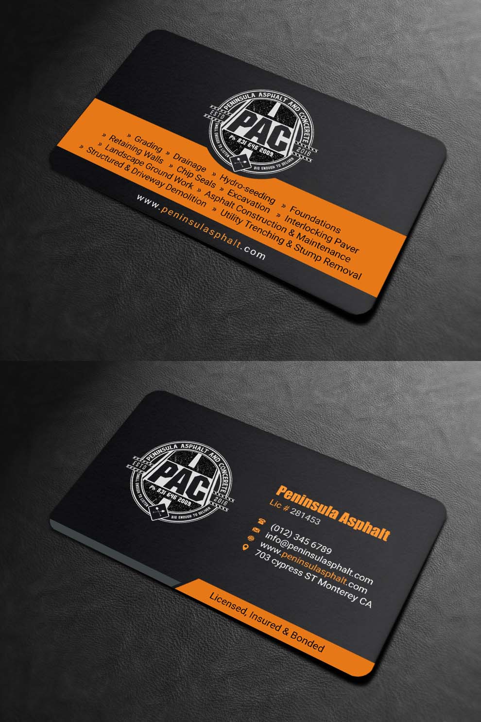 Design de Carte de Visite par INDIAN_Ashok pour Peninsula asphalt and concrete  | Design #18059980