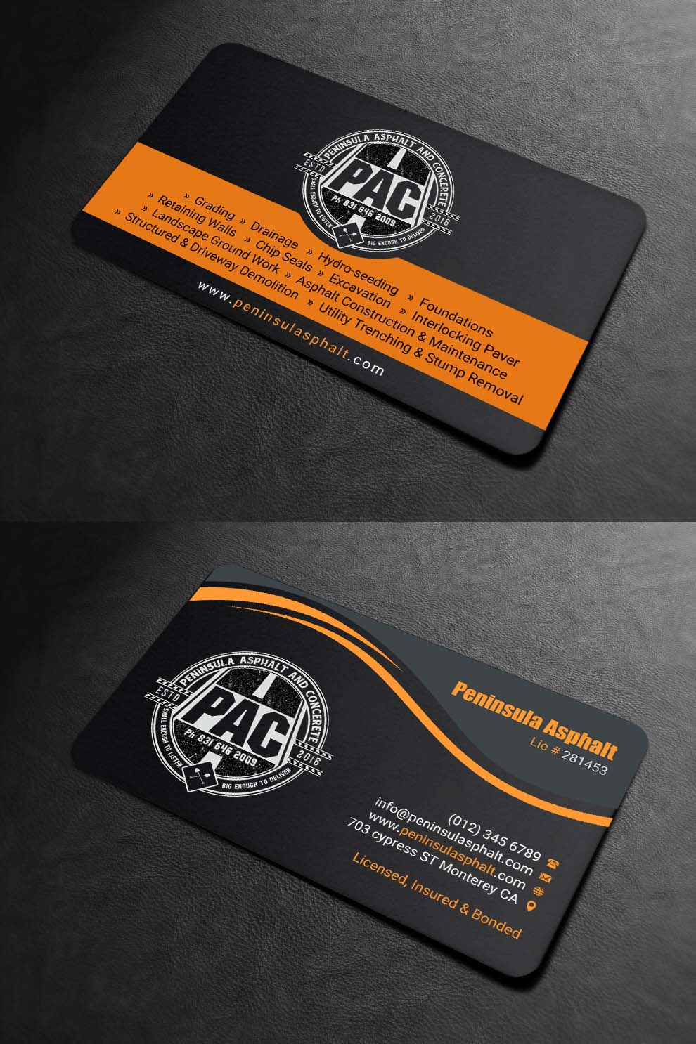 Design de Carte de Visite par INDIAN_Ashok pour Peninsula asphalt and concrete  | Design #18059981