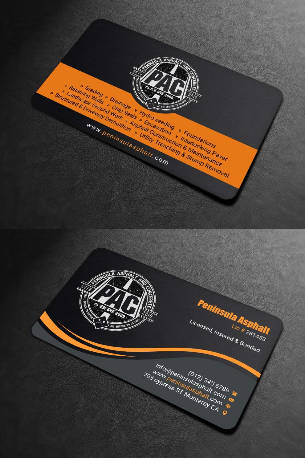 Design de Carte de Visite par INDIAN_Ashok pour Peninsula asphalt and concrete  | Design #18059983