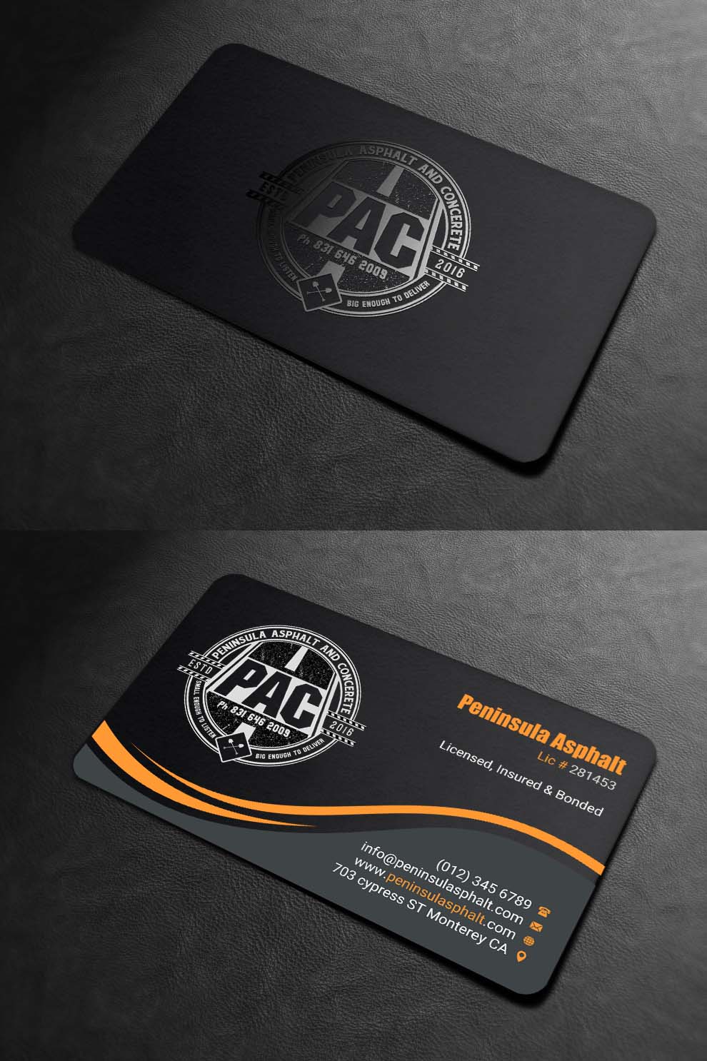 Business Card Design by INDIAN_Ashok for Peninsula asphalt and concrete  | Design #18059984