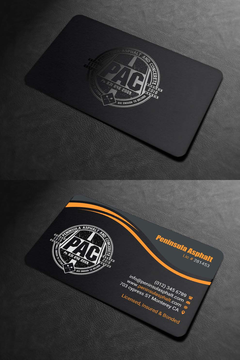 Business Card Design by INDIAN_Ashok for Peninsula asphalt and concrete  | Design #18059985