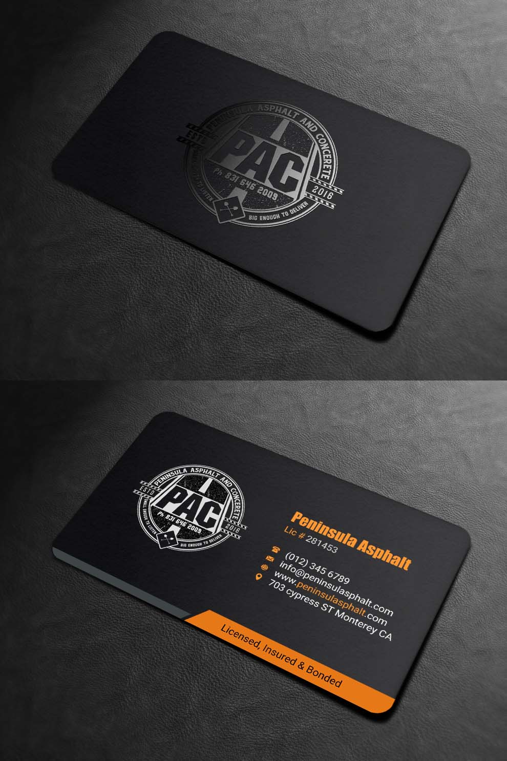 Business Card Design by INDIAN_Ashok for Peninsula asphalt and concrete  | Design #18059986