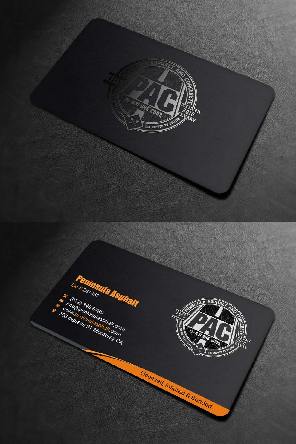 Business Card Design by INDIAN_Ashok for Peninsula asphalt and concrete  | Design #18059987