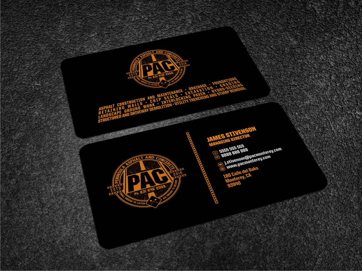 Business Card Design by Atvento Graphics for Peninsula asphalt and concrete  | Design #18060900