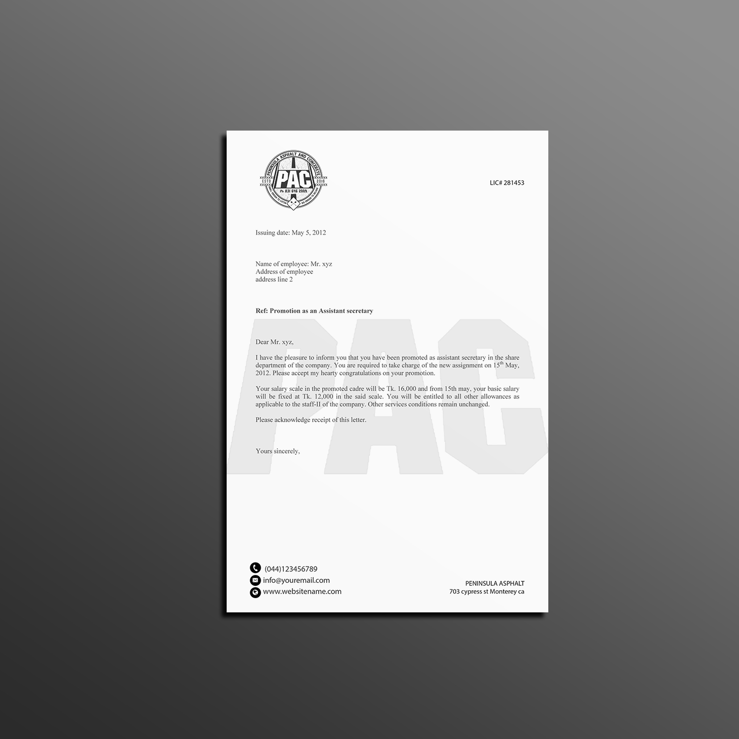 Business Card Design by Creations Box 2015 for Peninsula asphalt and concrete  | Design #18062669