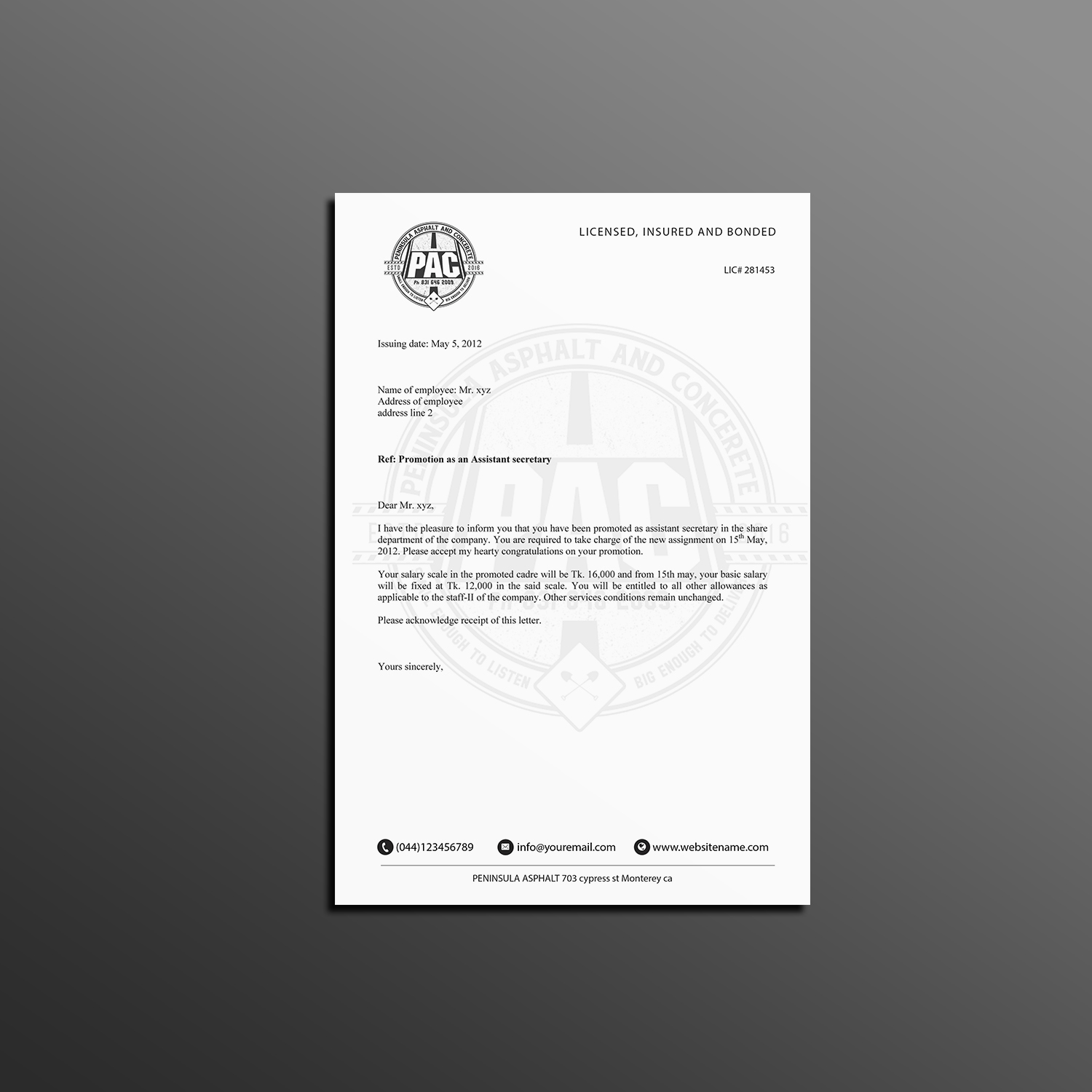 Business Card Design by Creations Box 2015 for Peninsula asphalt and concrete  | Design #18062671