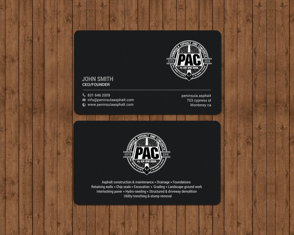 Business Card Design by chandrayaan.creative for Peninsula asphalt and concrete  | Design #18056758