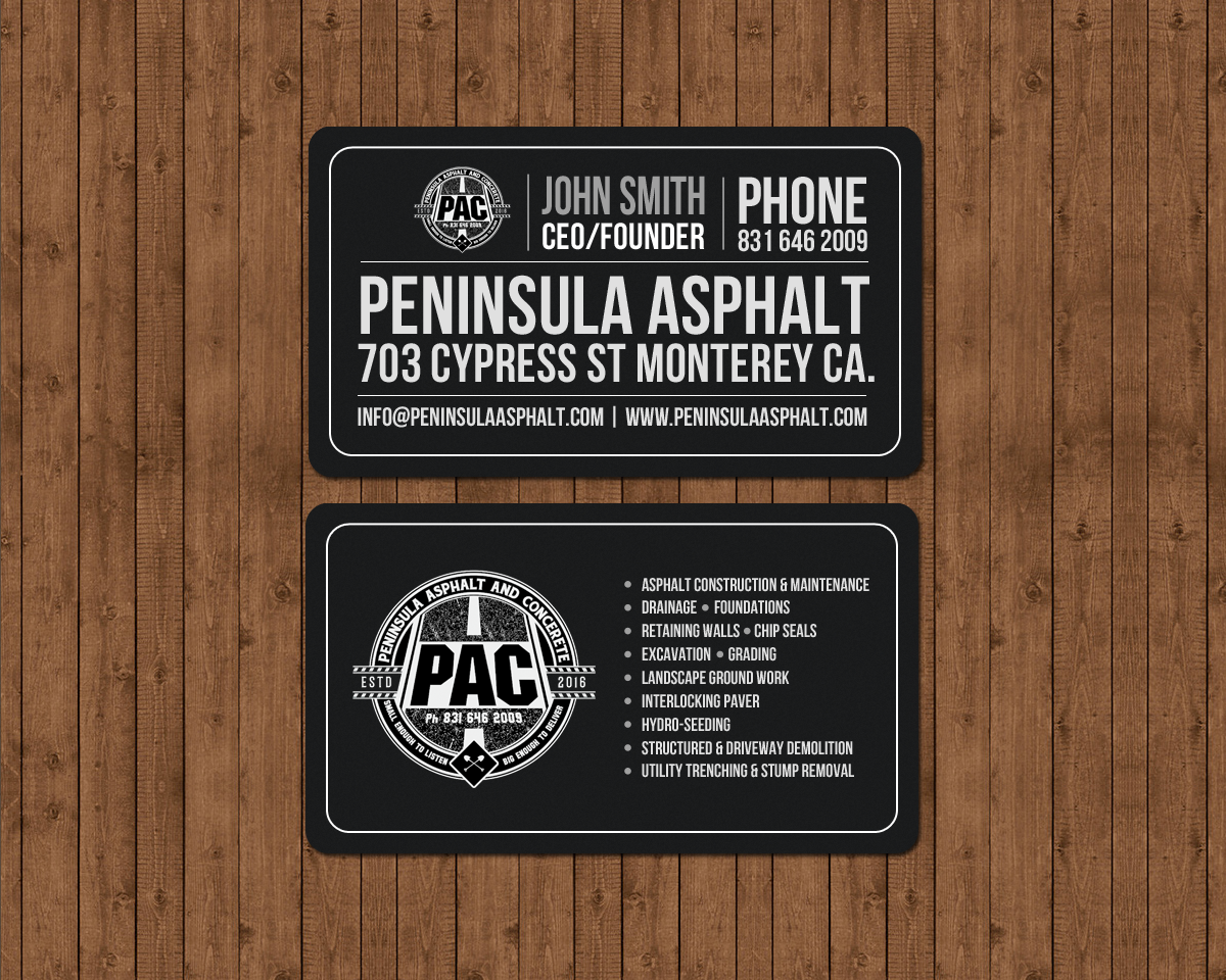 Business Card Design by chandrayaan.creative for Peninsula asphalt and concrete  | Design #18056815