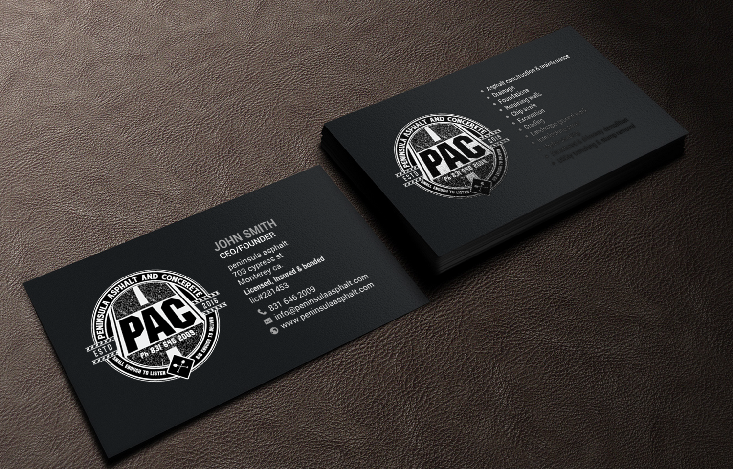 Business Card Design by chandrayaan.creative for Peninsula asphalt and concrete  | Design #18056850