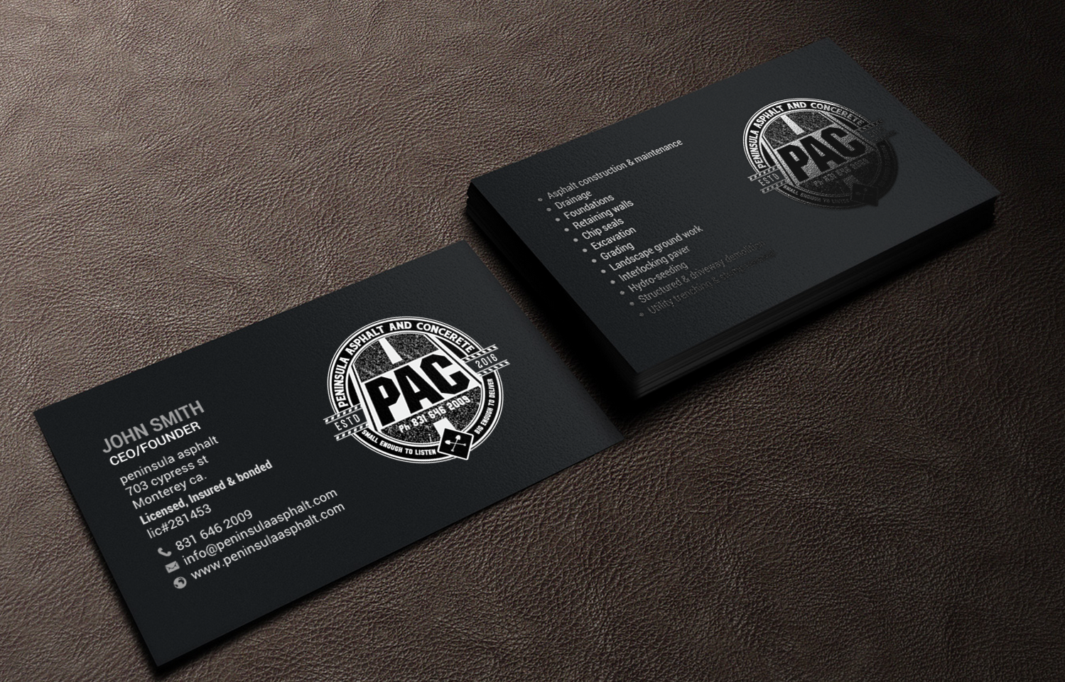 Business Card Design by chandrayaan.creative for Peninsula asphalt and concrete  | Design #18056851