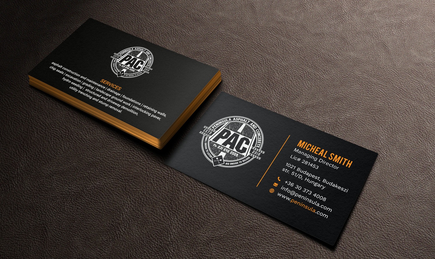 Business Card Design by Tripti Ranjan Gain for Peninsula asphalt and concrete  | Design #18055121