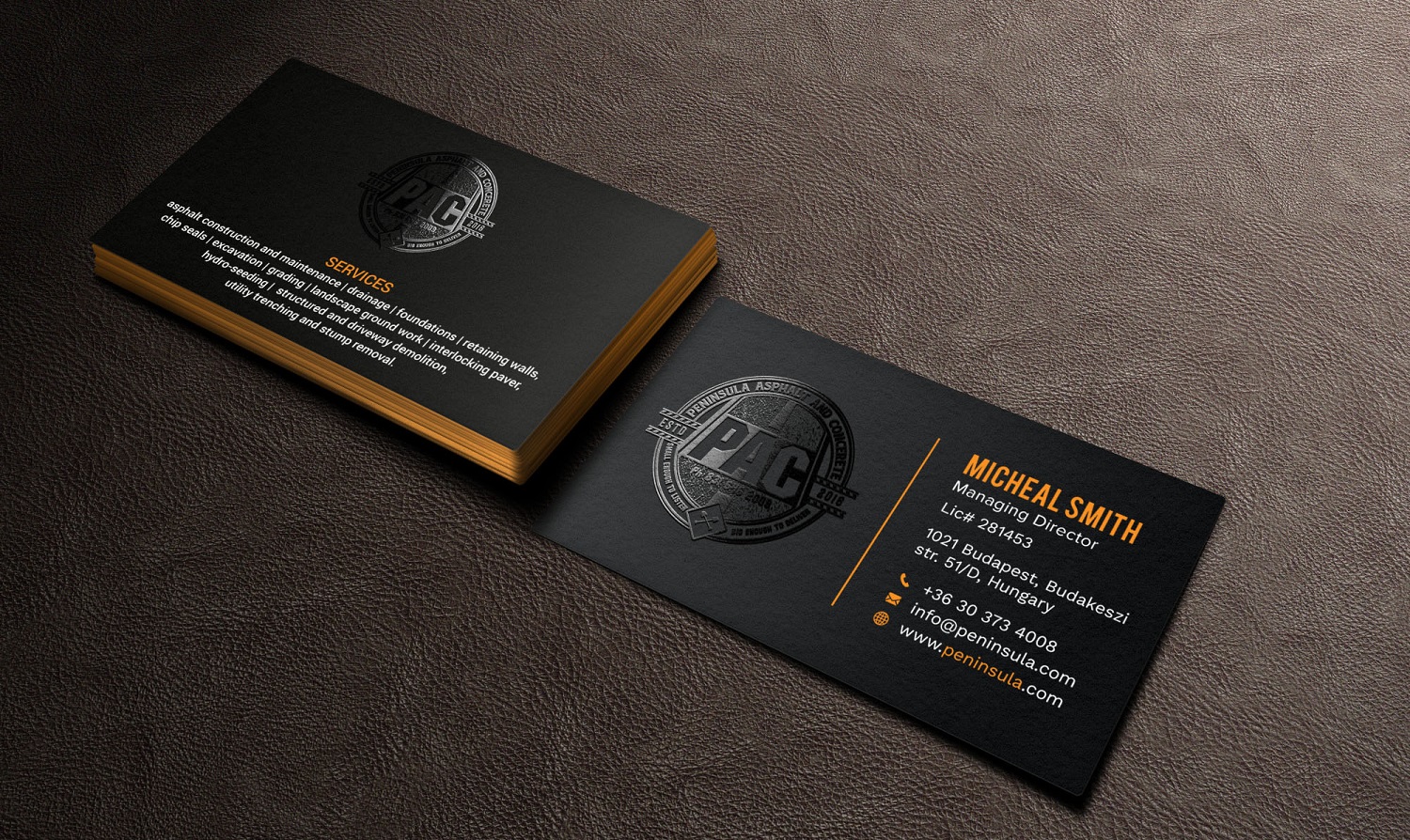 Business Card Design by Tripti Ranjan Gain for Peninsula asphalt and concrete  | Design #18055122