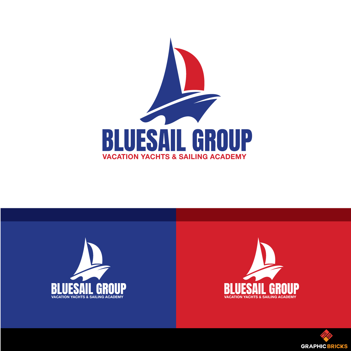 Logo Design by Graphic Bricks for Bluesail Vacation Yachts & Sailing Academy | Design #18334375