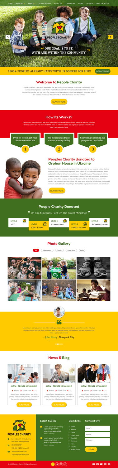 Web Design by rightway for Peoples Charity | Design #18081429