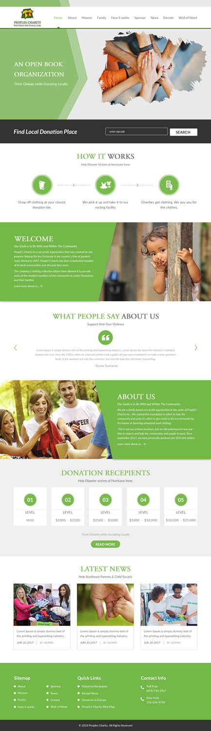 Web Design by rightway for Peoples Charity | Design #18081432