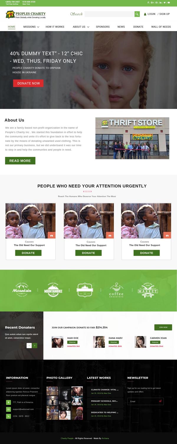 Web Design by ghugearchana8 for Peoples Charity | Design #18162906