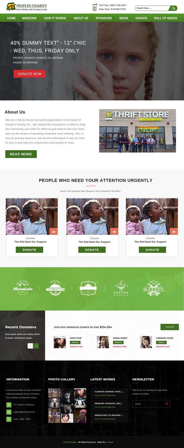Web Design by ghugearchana8 for Peoples Charity | Design #18163496