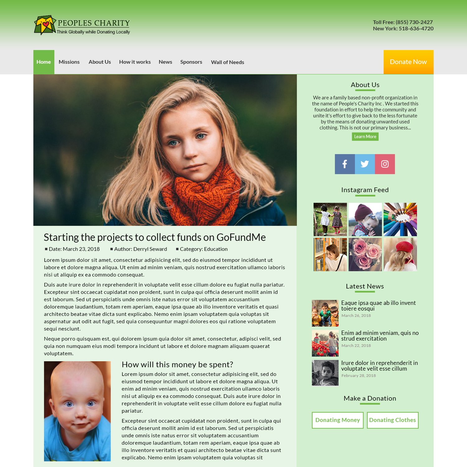 Web Design par Dina Web pour Peoples Charity | Design #18165373