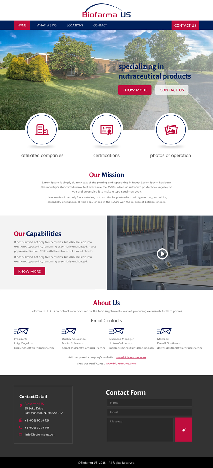 Web Design by rightway for Biofarma - US, LLC | Design #18118900