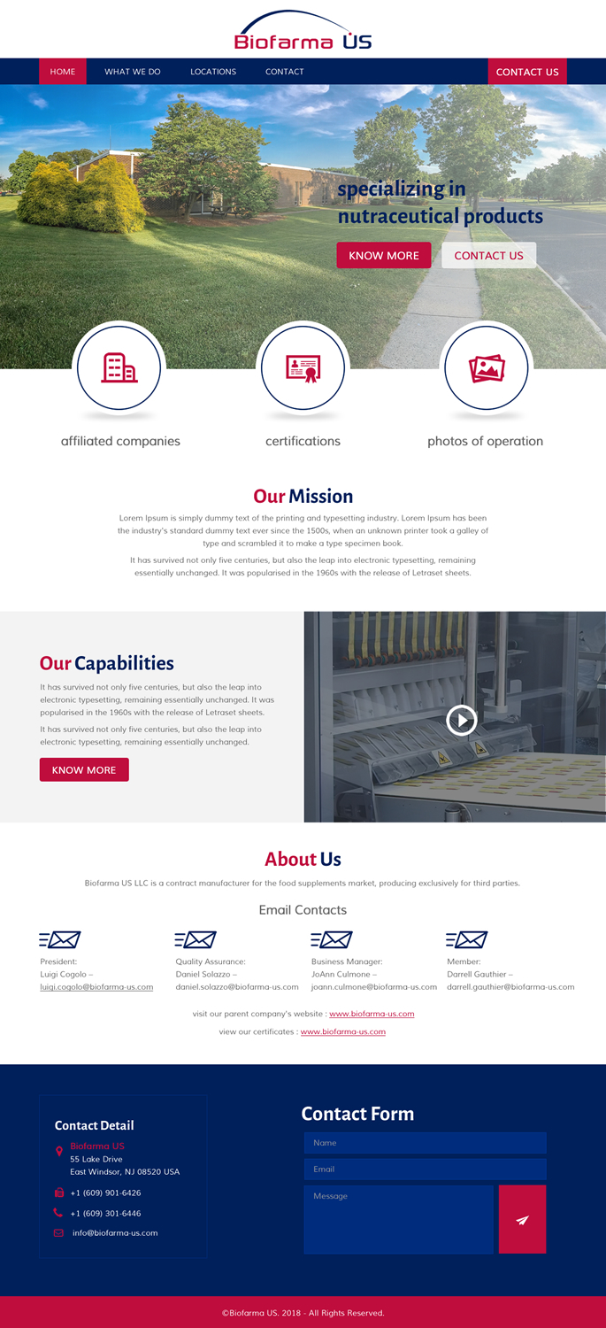 Web Design by rightway for Biofarma - US, LLC | Design #18149517