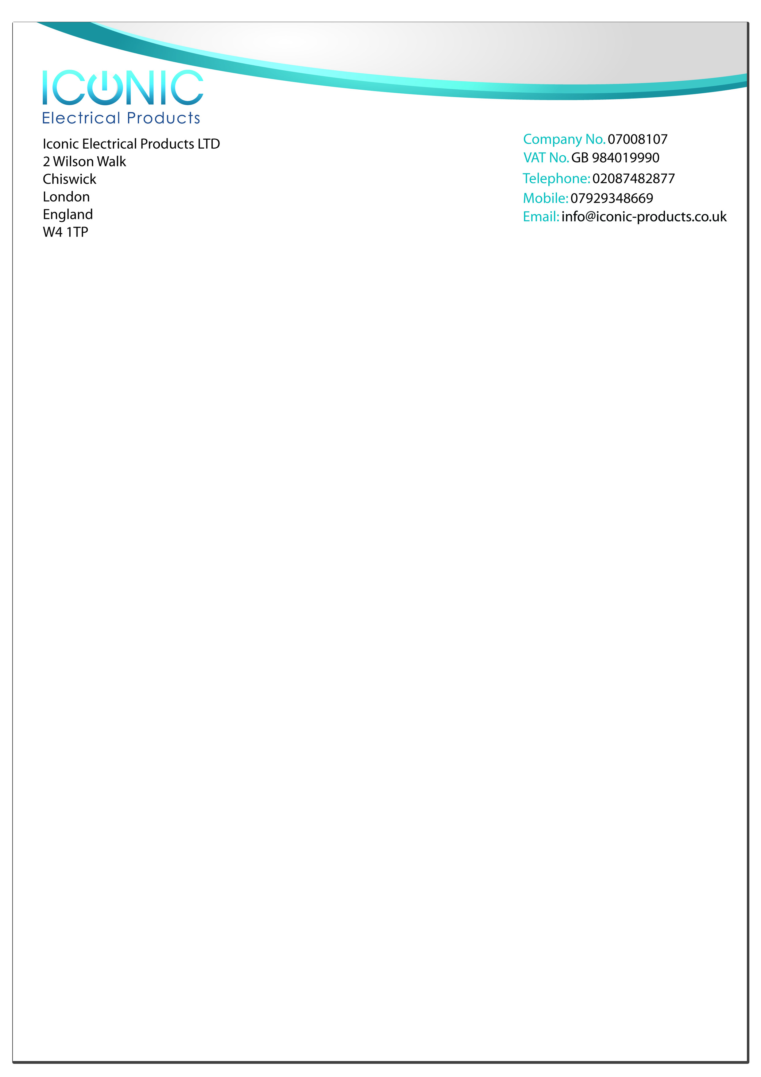 Letterhead Design by DDG for Iconic Electrical Products LTD | Design #47223