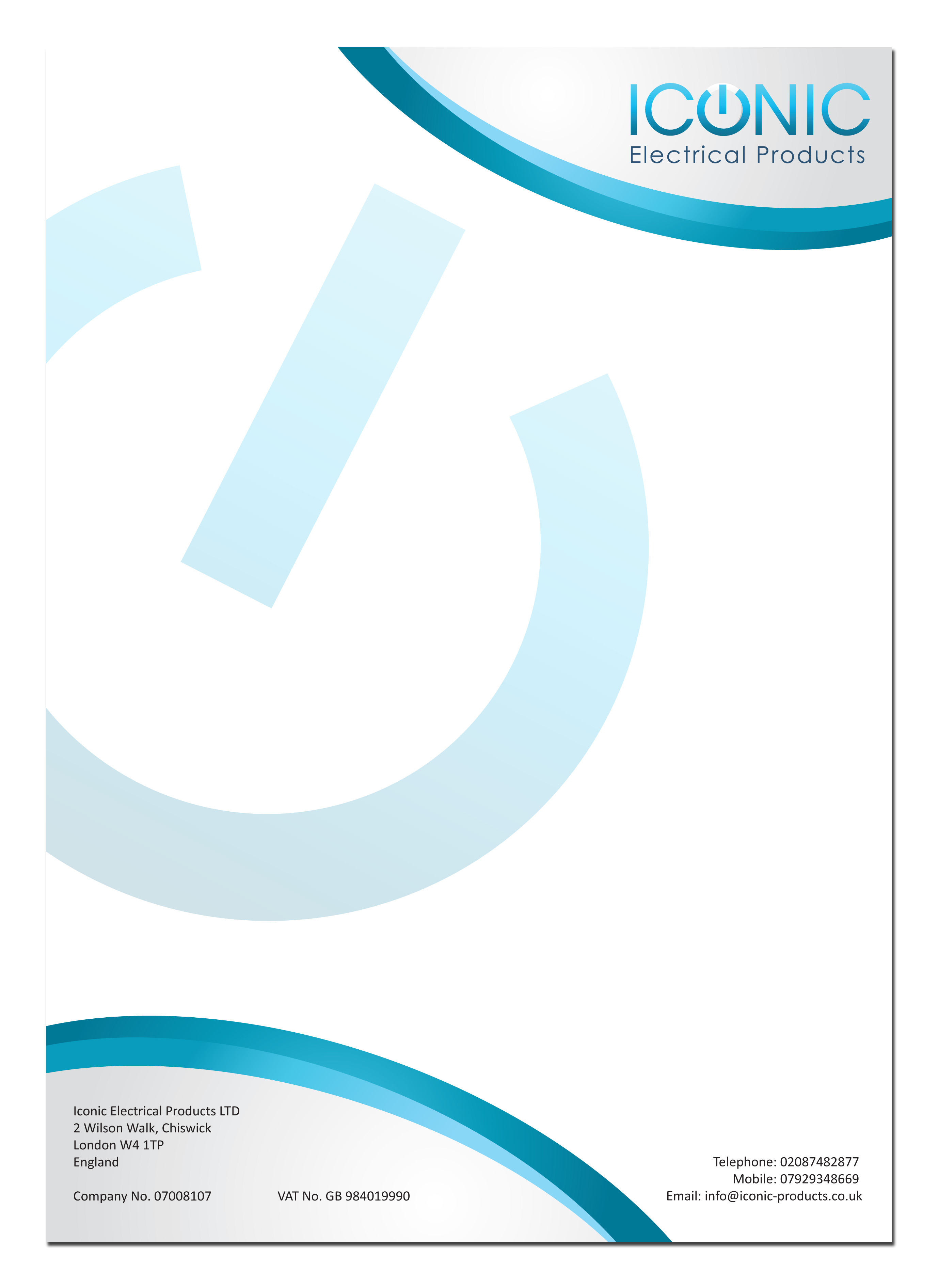 Letterhead Design by Marion Lambert-Nuding for Iconic Electrical Products LTD | Design #47406