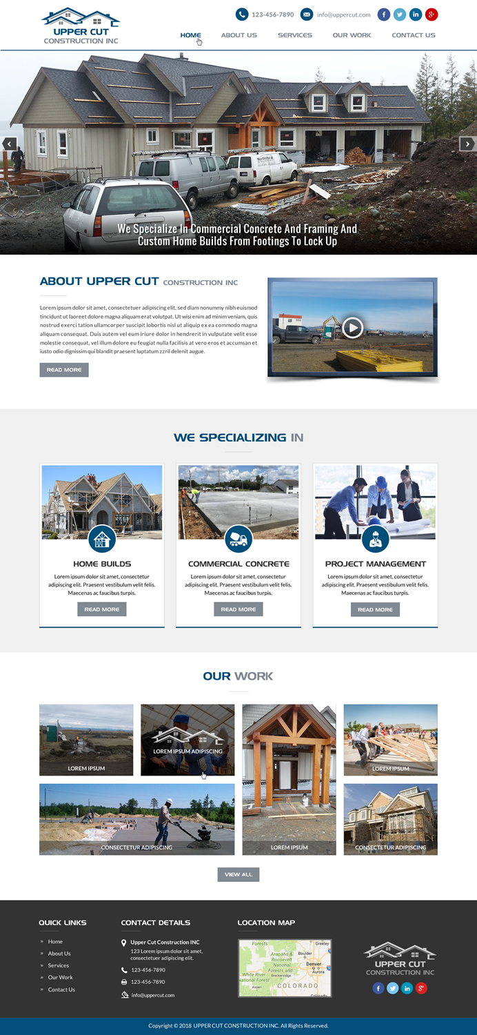 Web Design by Creative Design for Upper Cut Construction Inc  | Design #18212166
