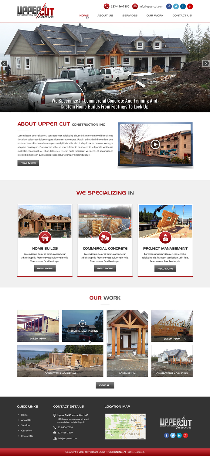 Web Design par Creative Design pour Upper Cut Construction Inc  | Design #18249254