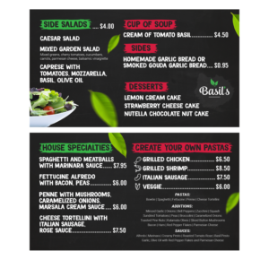 Basil's Cafe Television Menu Boards | Menu Design by Felipe Moura