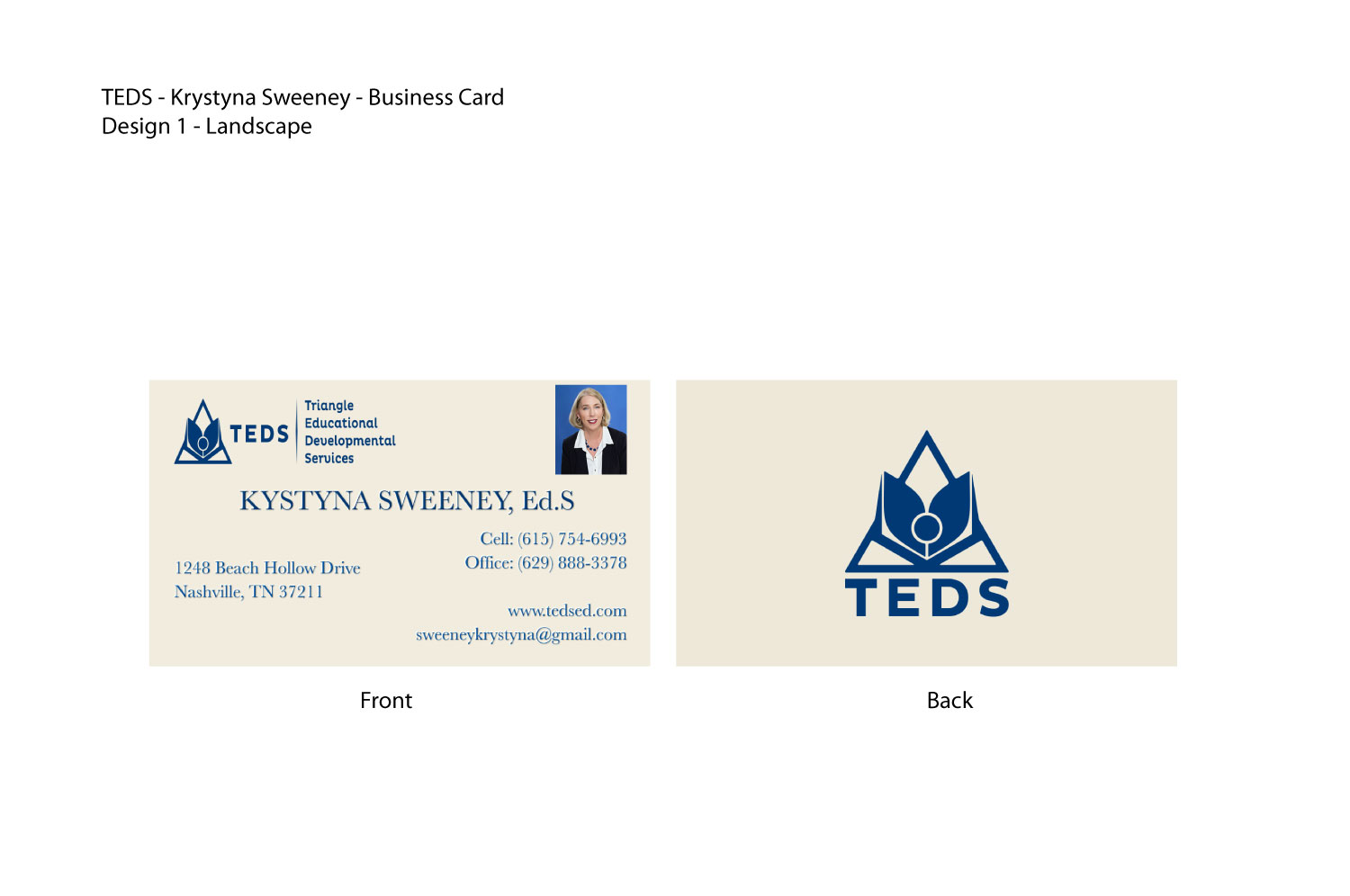 Business Card Design by JMG1023 for Triangle Educational Developmental Services | Design #18174068