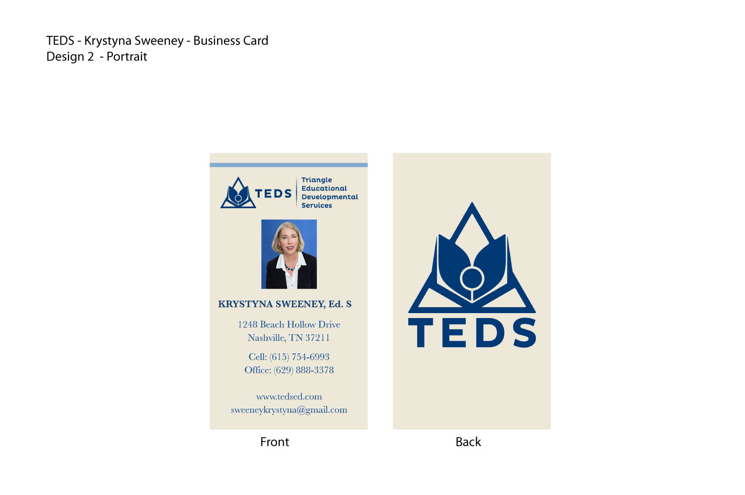 Business Card Design by JMG1023 for Triangle Educational Developmental Services | Design #18174070