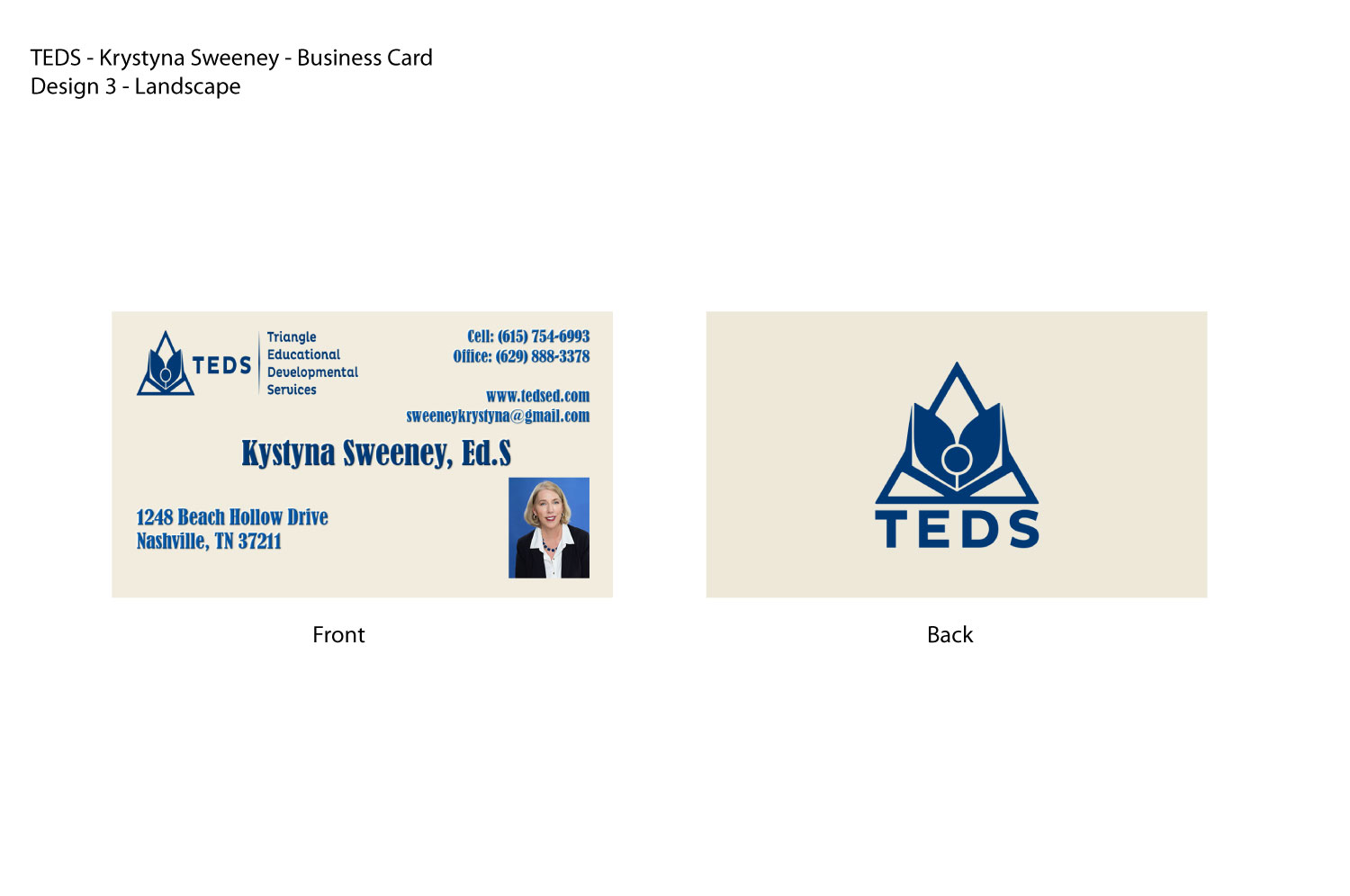 Business Card Design by JMG1023 for Triangle Educational Developmental Services | Design #18174137