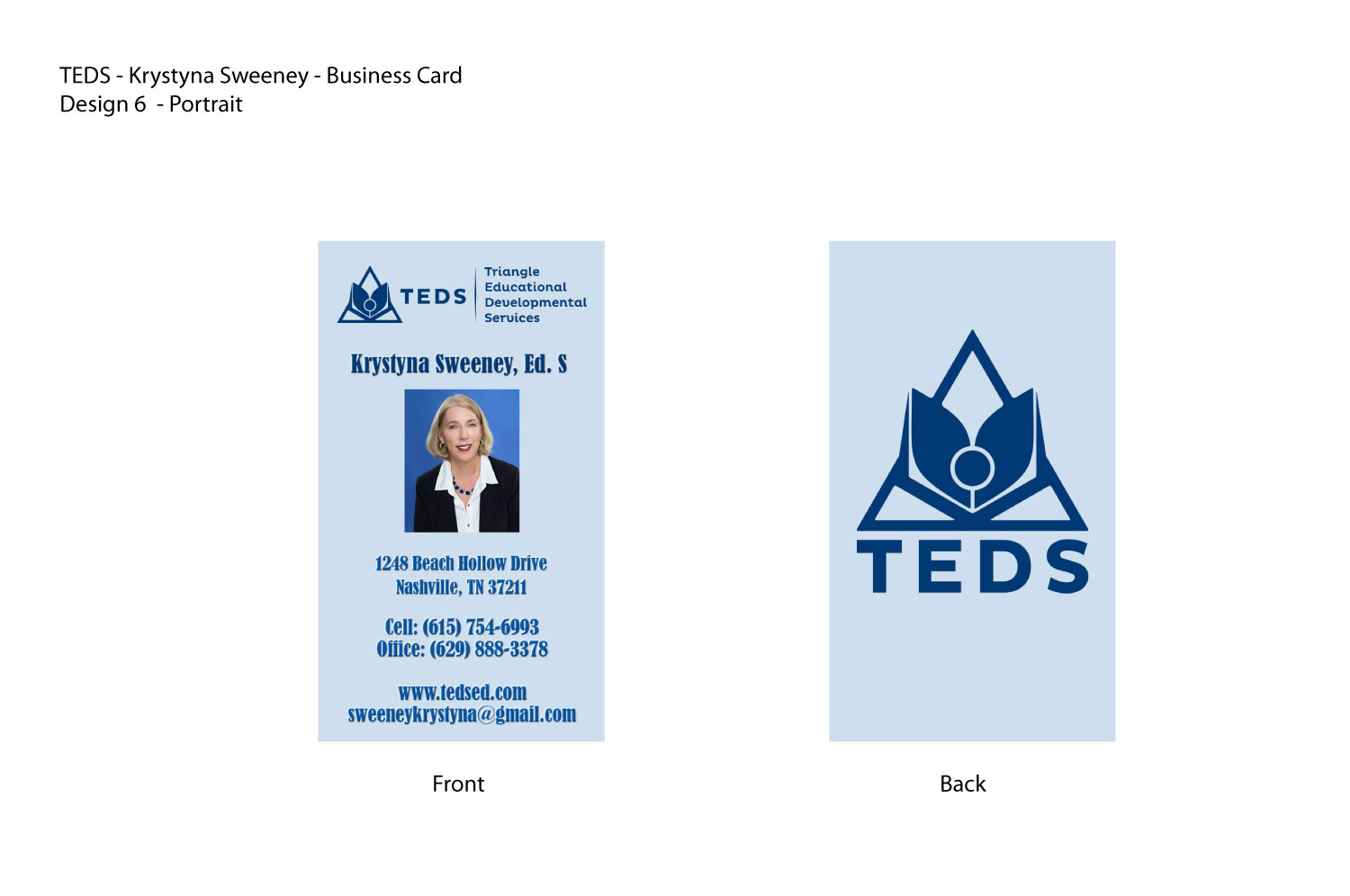 Visitenkarten-Design von JMG1023 für Triangle Educational Developmental Services | Design #18174211