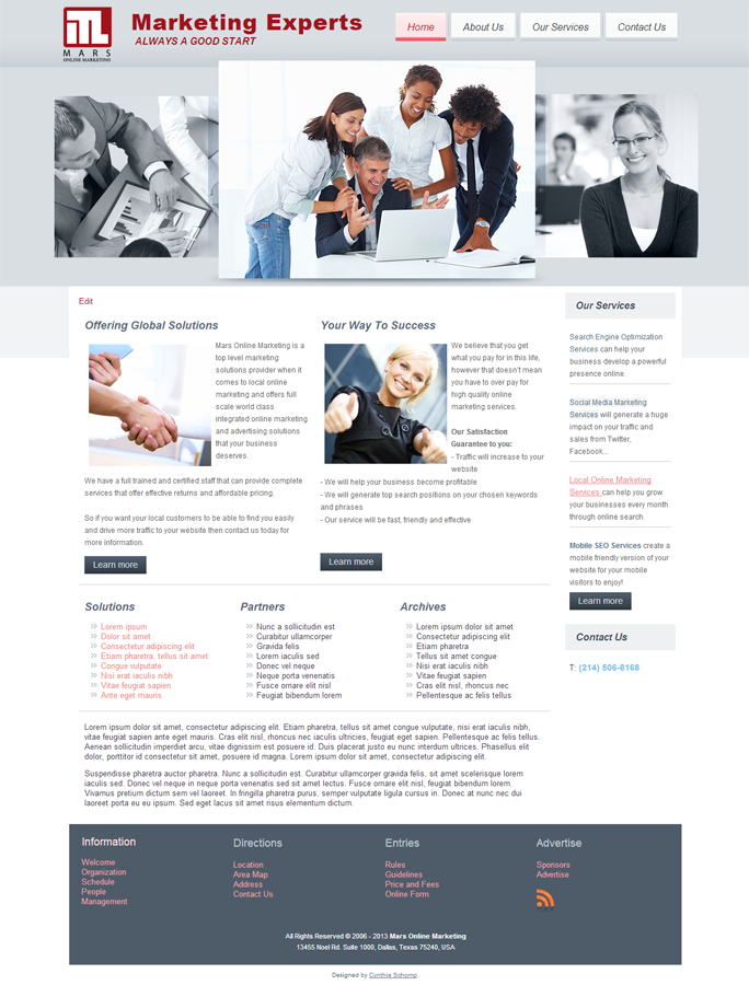 Wordpress Design by Cynthia Lynn for Mars Online Marketing | Design #2788798