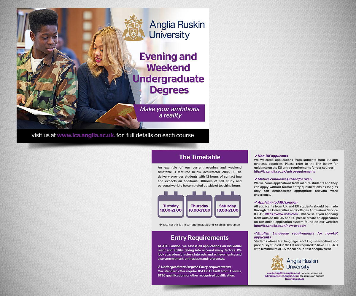 Flyer Design by Designers Hub for Anglia Ruskin University London | Design #18147942