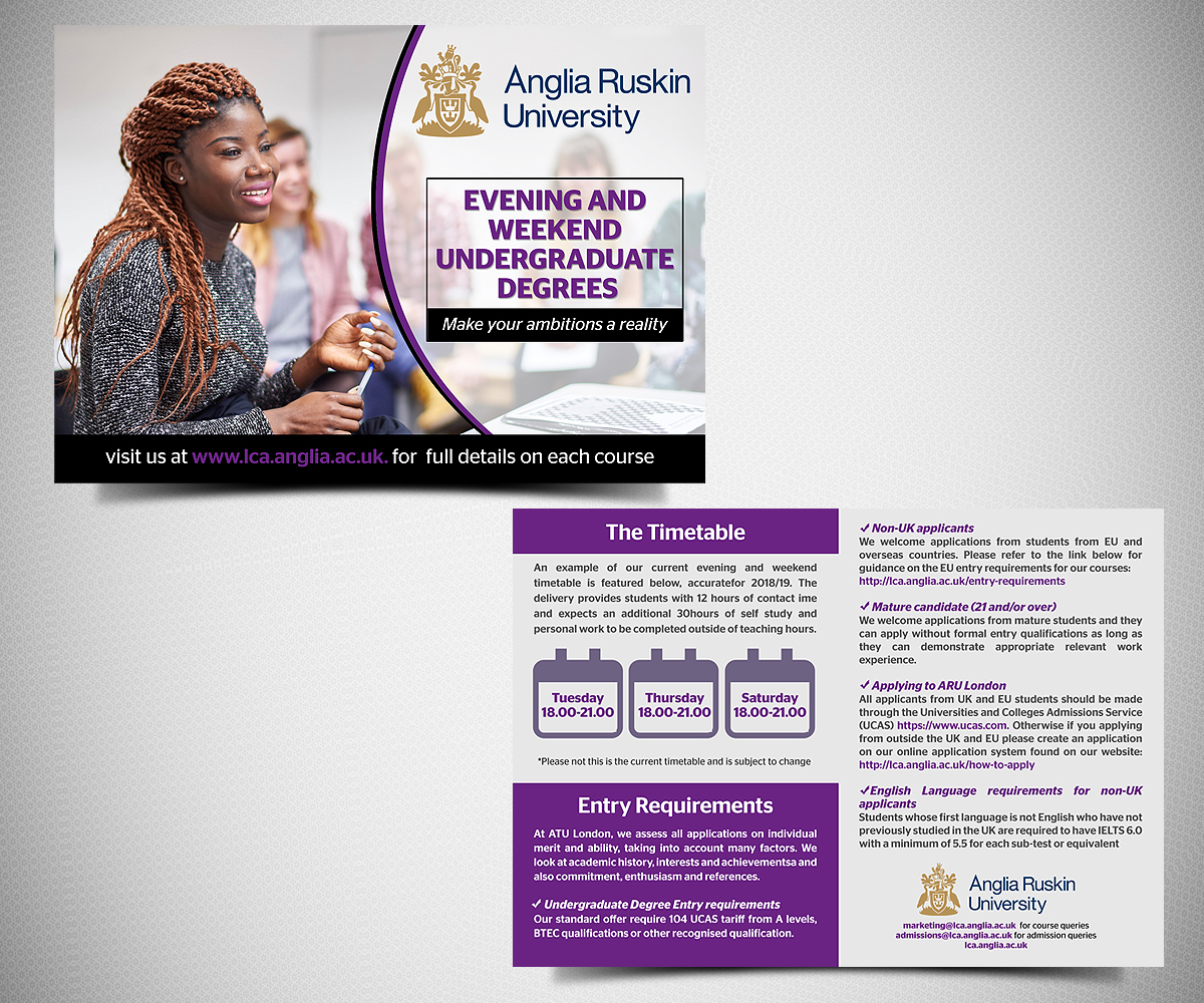 Flyer Design by Designers Hub for Anglia Ruskin University London | Design #18150321
