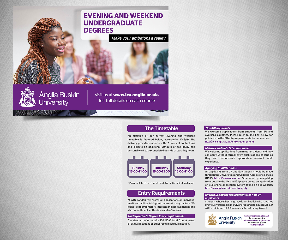 Flyer Design by Designers Hub for Anglia Ruskin University London | Design #18150604